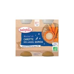 Babybio Bonne Nuit Mouliné de Carotte Des Landes & Quinoa - Carton 2 pots de 200 g