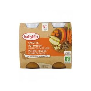 Babybio Carotte Potimarron Pomme d'Aquitaine & Canard Fermier du Poitou - Carton 2 pots de 200 g