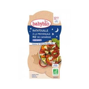 Babybio Bonne Nuit Ratatouille à la Provençale & Riz de Camargue au Basilic - Carton 2 bols de 200 g - Publicité