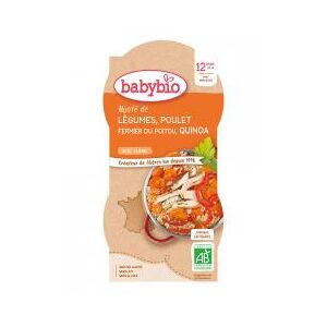 Babybio Mijoté de Légumes Poulet Fermier du Poitou & Quinoa au Cumin - Carton 2 bols de 200 g - Publicité