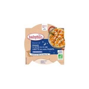 Babybio Bonne Nuit Panais du Centre Val-de Loire Carotte Des Landes & Polenta à la Ciboulette - Carton 1 assiette de 230 g