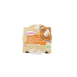 Babybio Cassolette de Carotte Lentilles du Gers Porc de Corrèze au Cumin - Carton 1 assiette de 260 g