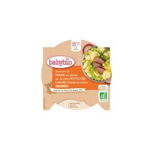 Babybio Panais du Val de Loire Petits Pois Canard Fermier du Poitou au Romarin - Carton 1 assiette de 260 g