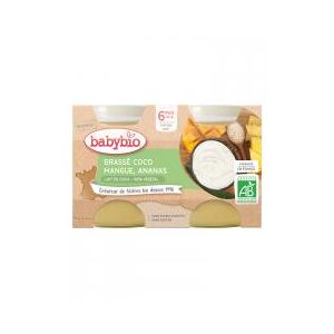 Babybio Brassé Végétal au Lait de Coco - Mangue Ananas - Carton 2 pots de 130 g - Publicité