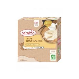 Babybio Crème Semoule au Lait de Vache Français - Vanille - Boîte 4 gourdes de 85 g - Publicité