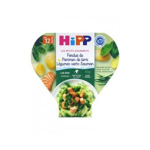 HiPP Les Petits Gourmets Fondue de Pommes de Terre Légumes Verts Saumon dès 12 Mois 230 g - Plat 230 g - Publicité