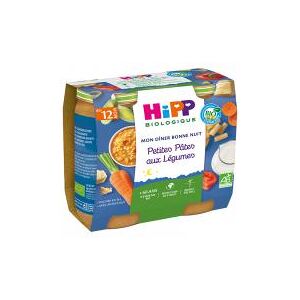 HiPP Mon Dîner Bonne Nuit Petites Pâtes aux Légumes dès 12 Mois Bio 2 Pots - Carton 2 pots de 250 g