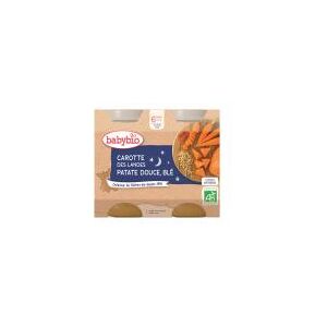 Babybio Carotte Des Landes Patate Douce de France Blé Dès 6 Mois 2 x 200 g - Carton 2 pots de 200 g