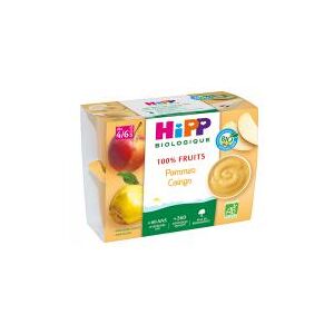 HiPP 100% Fruits Pommes Coings dès 4/6 Mois Bio 4 Pots - Carton 4 pots de 100 g