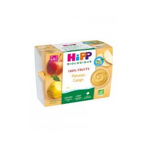 HiPP 100% Fruits Pommes Coings dès 4/6 Mois Bio 4 Pots - Carton 4 pots de 100 g - Publicité