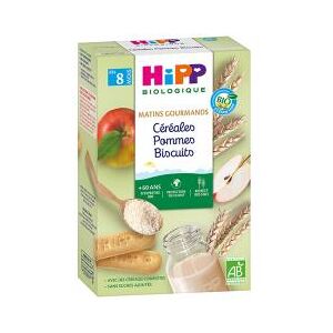 HiPP Matins Gourmands Céréales Pommes Biscuits dès 8 Mois Bio 250 g - Boîte 250 g