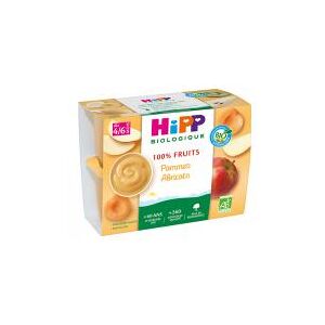 HiPP 100% Fruits Pommes Abricots dès 4/6 Mois Bio 4 Pots - Carton 4 pots de 100 g