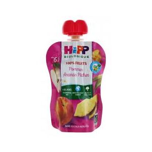 HiPP 100% Fruits Gourde Pommes Ananas Pêches dès 6 Mois Bio 90 g - Gourde 90 g - Publicité