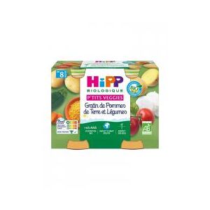 HiPP P'tits Veggies Gratin de Pommes de Terre et Légumes dès 8 Mois Bio 2 Pots - Carton 2 pots de 190 g