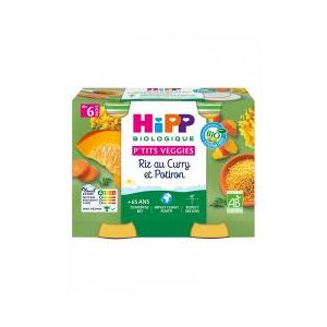 HiPP P'tits Veggies Riz au Curry et Potiron dès 6 Mois Bio 2 Pots - Carton 2 pots de 190 g - Publicité
