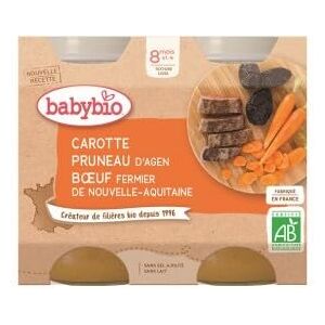 Babybio Pots Carotte Pruneau Bœuf Fermier d'Aquitaine/du Limousin 2x200 g Bio - Publicité