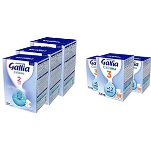 Laboratoire Gallia Calisma 2, Lait en poudre pour bébé, 6 à 12 Mois, 1,2kg (Pack 3x1,2kg) & Calisma 3 Lait en Poudre pour Bébé Dès 12 Mois, lot de 3 X 1,2Kg - Publicité