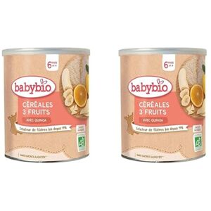 Babybio Céréales 3 fruits avec Quinoa Bio 220 g 6+ Mois BIO (Lot de 2) - Publicité