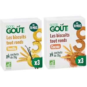 Good Goût Biscuits Tout Ronds Vanille Et Cacao Biscuits Bébé Dès 10 Mois Bio Sans Huile De Palme 4 sachets Lot de 6 - Publicité