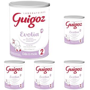 Guigoz Evolia 2 Lait bébé 2ème âge en poudre de 6 à 12 mois Boîte de 800g (Lot de 5) - Publicité