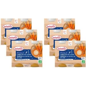 Babybio Bonne Nuit Petits Pots Mouliné de Carotte des Landes Quinoa 2x200 g PACK de 6 8 Mois BIO - Publicité