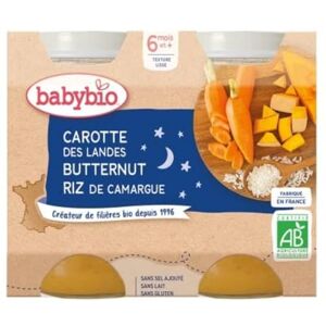 Babybio Menu du soir : Carotte-Potimarron-Riz 2x200g - Publicité