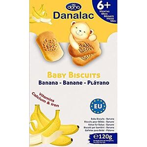 Danalac , Biscuits naturels pour bébés en-cas avec amuse-gueules pour les tout-petits de 6 mois et plus avec calcium, fer et vitamines, 120 g (Banana) - Publicité