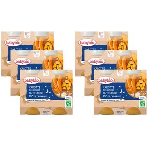 Babybio Bonne Nuit Petits Pots Carotte des Landes Butternut Riz 2x200g PACK de 6 6Mois BIO - Publicité