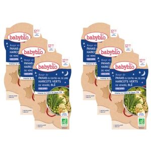 Babybio Bol Bonne Nuit Panais Haricots verts Blé 12+ mois BIO 2 x 200g Lot de 6 - Publicité