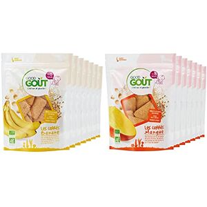 Good Goût BIO Les Carrés Banane 50 g Pack de 7 & BIO Les Carrés Mangue 50 g Pack de 7 - Publicité