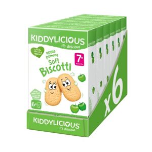 Kiddylicious Soft Biscotti Pomme   Dès 7 Mois   Biscuits Tendres au Blé Complet   6 Packs de 120g (6 Sachets de 20g)   720g - Publicité