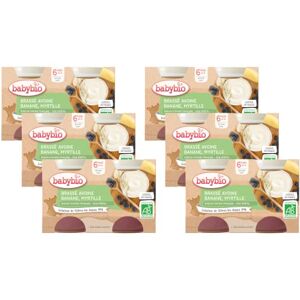 Babybio Végétal base Avoine Petits Pots Brassé Banane Myrtille 2 x 130 g 6 Mois BIO Lot de 6 - Publicité