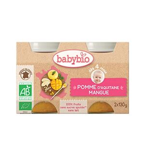 Babybio Petits pots pomme d'Aquitaine, mangue, dès 4 mois, bio Les 2 pots de 130g - Publicité