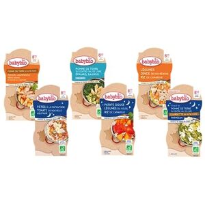 Babybio 12 petits plats pour bébé Repas midi et soir Dès 8 Mois 6 recettes BIO 12 x 200g - Publicité