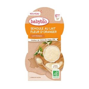 Babybio Dessert lacté Semoule au lait Fleur d'Oranger 6+ mois 2 x 100g - Publicité