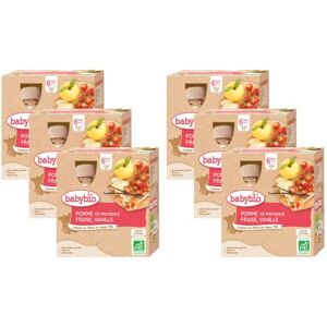 Babybio Gourde Pomme de Provence Fraise Vanille BIO 4 x 90g Lot de 6 - Publicité