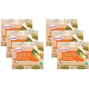 Babybio Petits Pots Petits Pois Panais du centre-Val de Loire Courgette de Notre ferme Veau Fermier de Nouvelle Aquitaine 2x200 g 6+ Mois Lot de 6 - Publicité