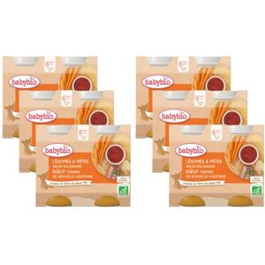 Babybio Petits Pots Légumes & Pâtes façon bolognaise Bœuf 6+ mois BIO 2 x 200g Lot de 6 - Publicité