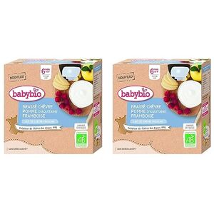 Babybio Gourde Brassé Chèvre Pomme Framboise 340 g (Lot de 2) - Publicité