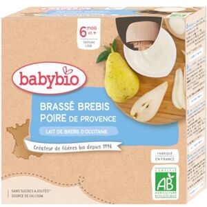 Babybio Lait de brebis français Gourdes Brassé Poire de Provence 4x85 g 6+ Mois BIO - Publicité