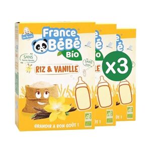 FRANCE BéBé BIO Céréales BIO Riz Vanille pour Bébé dès 4 mois- Lot 3 x 200g - Publicité