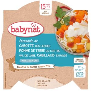 Babybio BABYNAT Assiette Carotte Pomme de terre Cabillaud BIO 15+ mois 260g Lot de 8 - Publicité