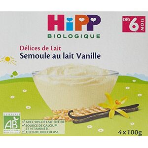 HiPP Biologique Délices de Lait Semoule au Lait Vanille dès 6 Mois 4 Coupelles de 100 g - Publicité