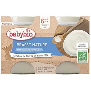 Babybio Lait de Vache français Petits Pots Brassé Nature 2x130g 6 Mois BIO - Publicité