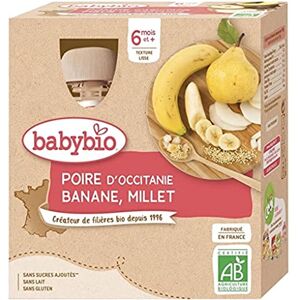 Babybio Gourdes Fruits Poire de Provence Banane Millet 4x90 g 6+ Mois BIO - Publicité