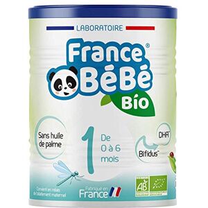 FRANCE BéBé BIO Lait infantile pour bébé 1er âge en poudre 0 à 6 mois Lait fabriqué en France BIFIDUS SANS HUILE DE PALME 400g - Publicité