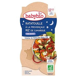 Babybio Bonne Nuit Bols Ratatouille a la Provençale Riz 2x200 g 12+ Mois BIO Lot de 3 - Publicité