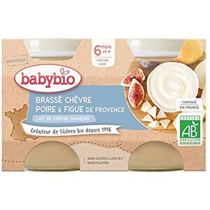 Babybio Lait de Chèvre français Petits Pots Brassé Poire et Figue de Provence 2x130g 6 Mois BIO - Publicité