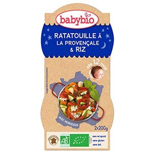 Babybio Bonne Nuit Ratatouille à la Provençale & Riz 12 Mois et + Bio 2 Bols de 200 g - Publicité