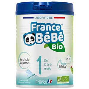 FRANCE BéBé BIO Lait infantile pour bébé 1er âge en poudre 0 à 6 mois Lait fabriqué en France BIFIDUS SANS HUILE DE PALME 800g - Publicité